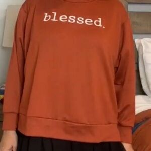 Rust 'Blessed' Graphic Pullover Sweatshirt - Women